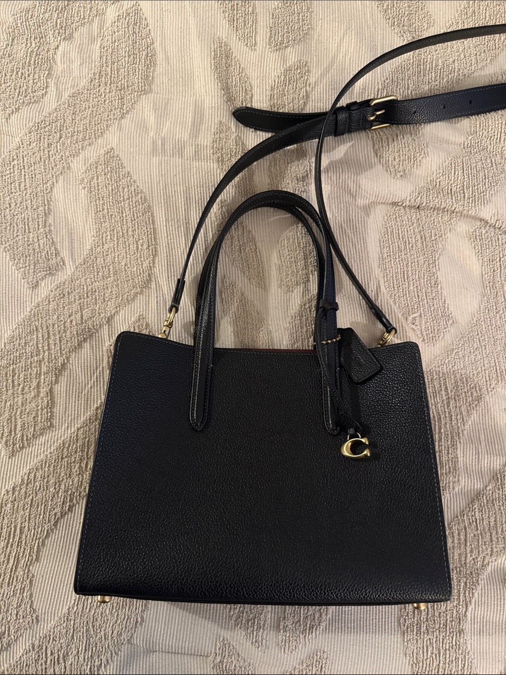 Coach Black Pebble Leather Satchel with Gold Accents